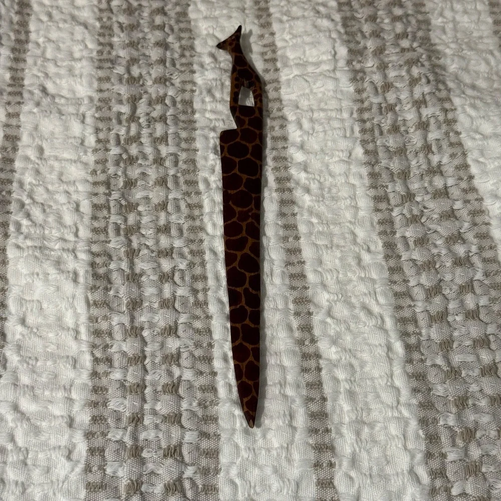 Wooden‎ Giraffe Figurine Hand Carved Animal Safari Decor Envelope Opener Whimsy